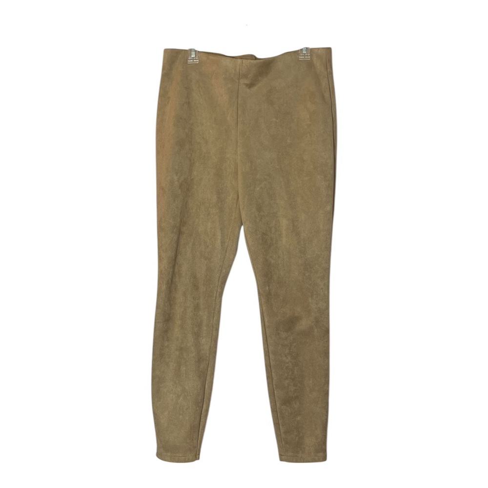 Chico’s Faux Suede Pull‑On Pants leggings 2R (12) Tan Beige career Work slacks